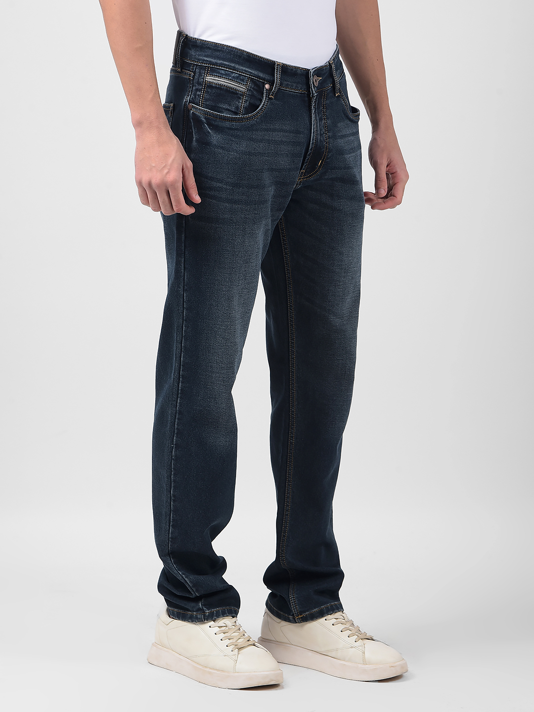 Numero Uno Men Solid Dark Blue Jeans